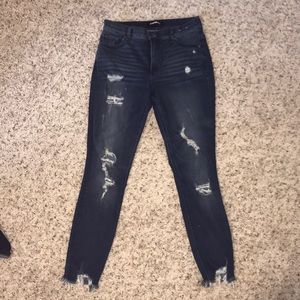 Express distressed denim leggings